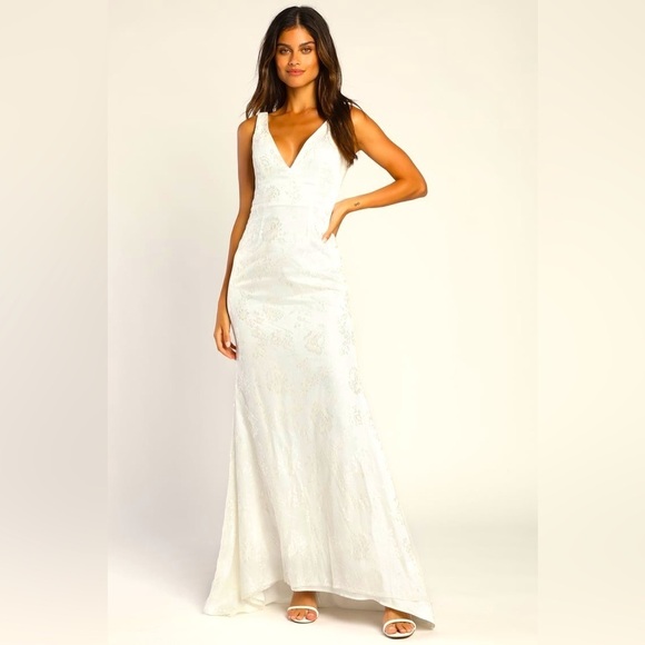 LULU’S Made for Forever White Lace Mermaid Maxi Dress S - Picture 1 of 10
